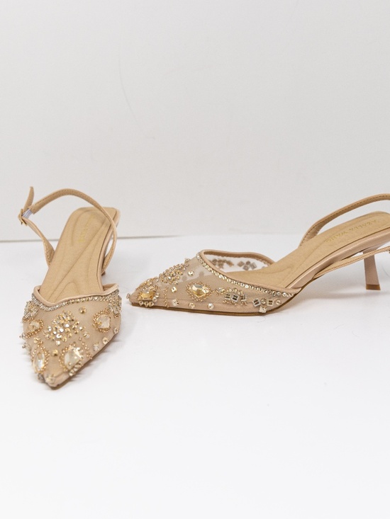 Azalea Wang Shoes - NEW Azalea Wang Valeriy Ankle Strap Pointed Toe Rhinestone Mesh Pumps Heels Shoe